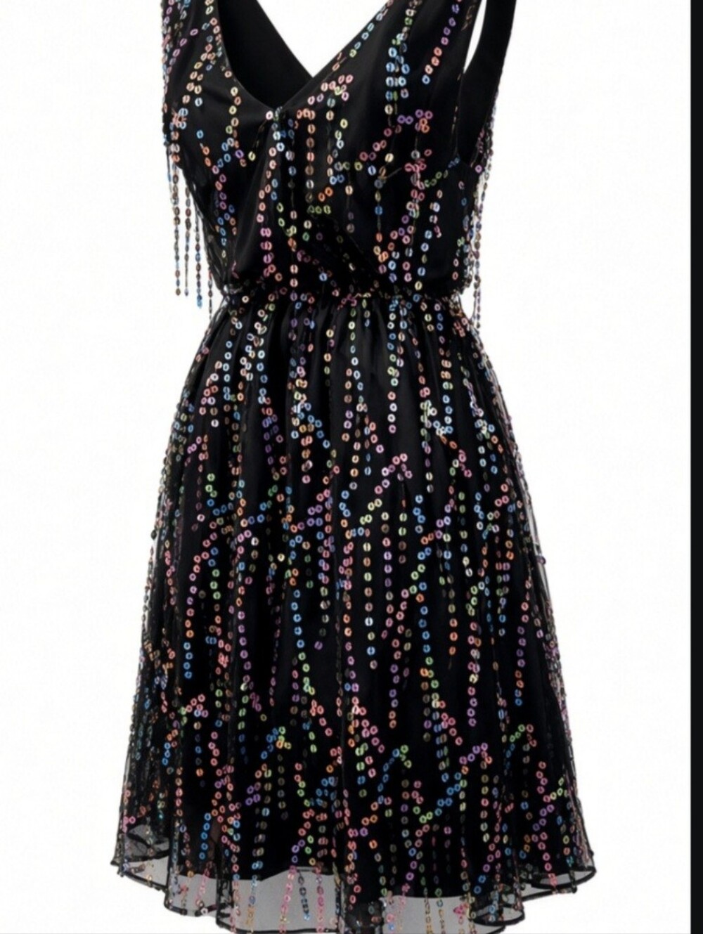 Elegant Black Sequin Mini Dress